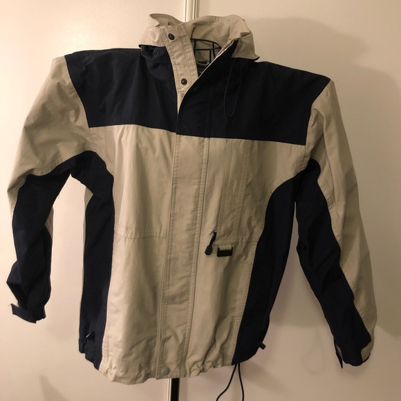 Timberland Weathergear Hooded Jacket- unisex Size Color: Beige/ Navy size XS - Picture 2 of 12